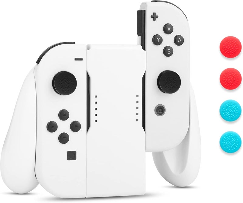 F'DIARY Comfort Charging Grip Compatible with Nintendo Switch and Switch OLED Joycon, Handheld Accessories for Joycon Controller with LED Indicator with Charging Cable and 6 Thumb Caps - Image 1